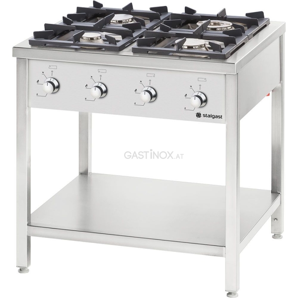 Stalgast Gasherd Serie 700 - G20, 4-Brenner (2x5+2x7), 800 x 700 x 850 mm (BxTxH)