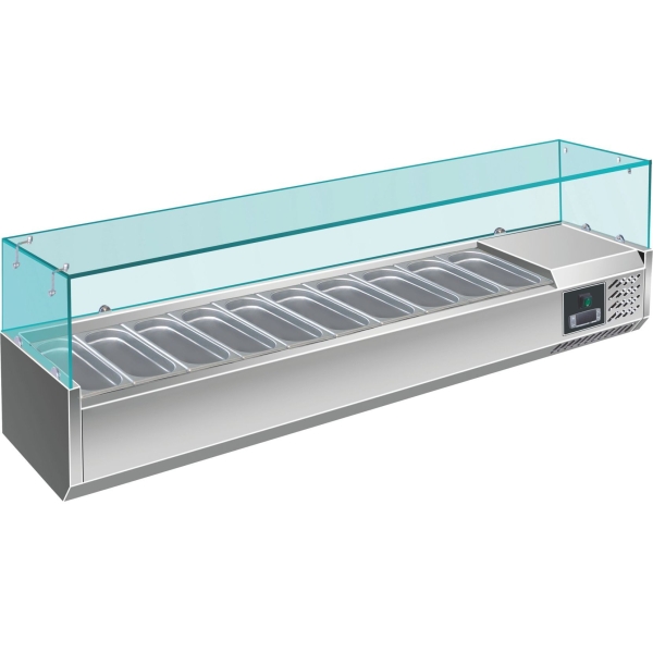 Premium Kühlaufsatz 200 cm - 10x GN 1/4 mit Glasaufsatz