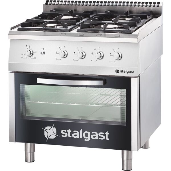 Stalgast Gasherd mit 4 Brennern (2x5+2x7) und Elektro-Backofen GN2/1, Serie 700 ND