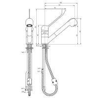MONOLITH Mischbatterie mit Waschbrause, Einloch-Montage,...