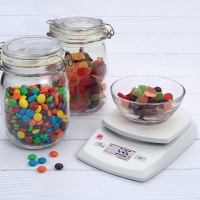 Portable Küchenwaage Kapazität 2 kg, Teilung 1 g, Abmessung 144 x 205 x 41 mm  mm (BxTxH)