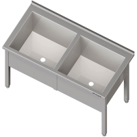 Stalgast Topfspüle mit zwei Becken, 1200x600x850 mm, 400 mm Beckenhöhe, mit Aufkantung, verschweißt