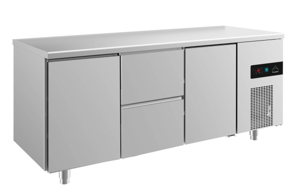 Premium Kühltisch -2 bis +8°C 1865x700x850mm mit 2x Türen und 1x zwei Schubladen