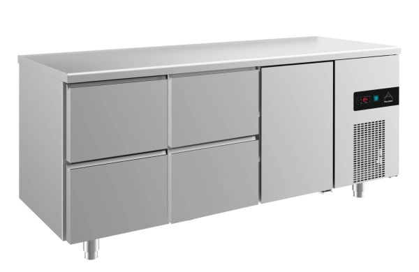 Premium Kühltisch -2 bis +8°C 1865x700x850mm mit 1x Tür und 2x zwei Schubladen
