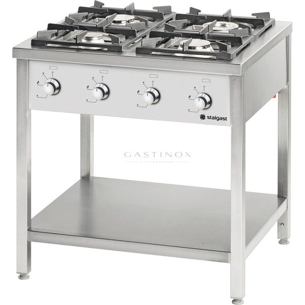 Stalgast Gasherd Serie 900 - 4 Brenner (9+9+9+9), 36 kW, G20, 900 x 900 x 850 mm (BxTxH)