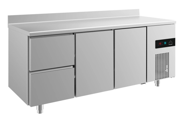 Premium Kühltisch -2 bis +8°C 1865x700x850mm mit 2x Türen und 1x zwei Schubladen
