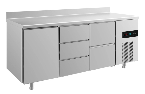 Premium Kühltisch -2 bis +8°C 1865x700x850mm mit 1x Tür, 1x zwei Schubladen und 1x drei Schubladen