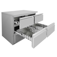 Kühltisch Mini 90 cm, 2-fach - mit 4 Schubladen