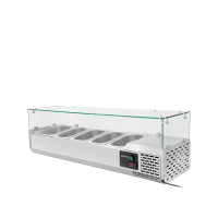 Kühlaufsatz 140 cm, mit Glasabdeckung 4xGN1/3 + 1xGN1/2
