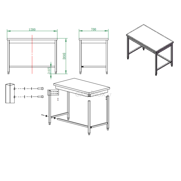 Arbeitstisch 120  x 70 cm unterfahrbar