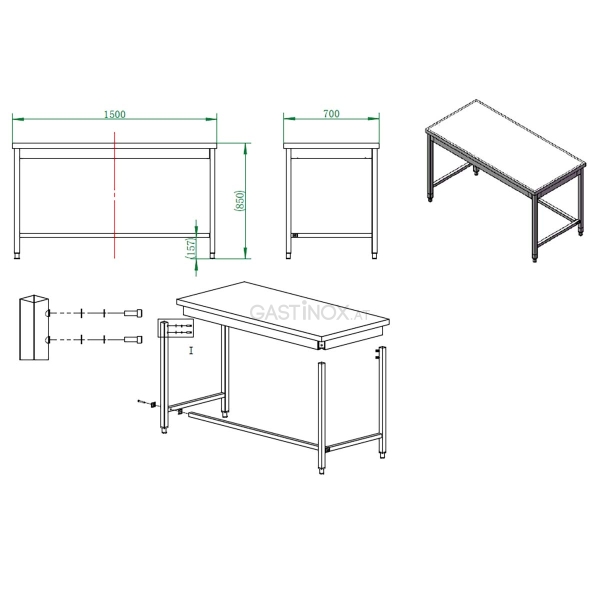 Arbeitstisch 150  x 70 cm unterfahrbar