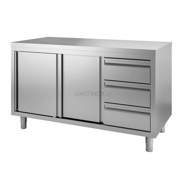 PROFI Arbeitsschrank 150  x 70 cm mit 2 Schiebetüren und 3 Schubladen