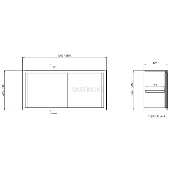 PROFI Wandhängeschrank 140 cm mit Schiebetüren
