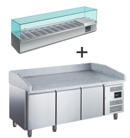 SARO Premium Pizzatisch 2 x 0,8 m - mit GN 1/3 Kühlaufsatz