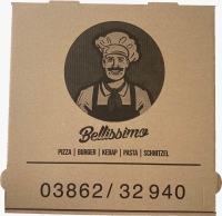 Pizzakarton personalisiert, 100 Stk., 33x33x4 cm, braun-braun