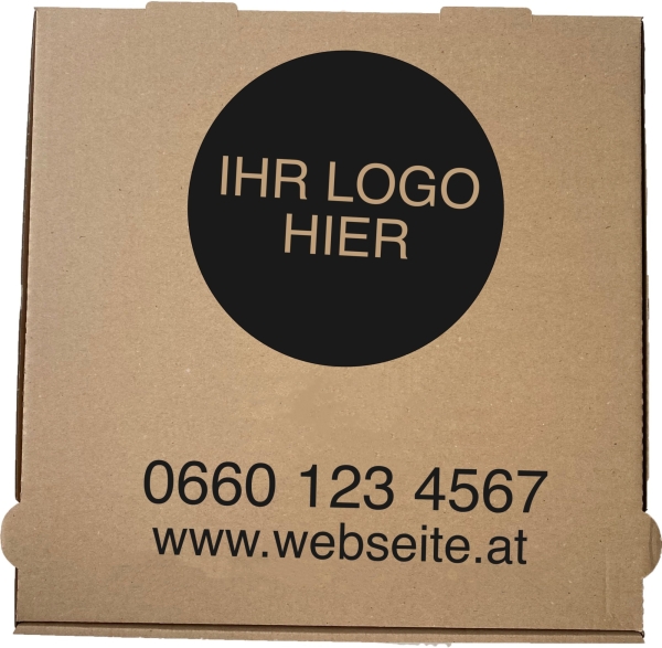 Pizzakarton personalisiert, 100 Stk., 30x30x3 cm, braun-braun