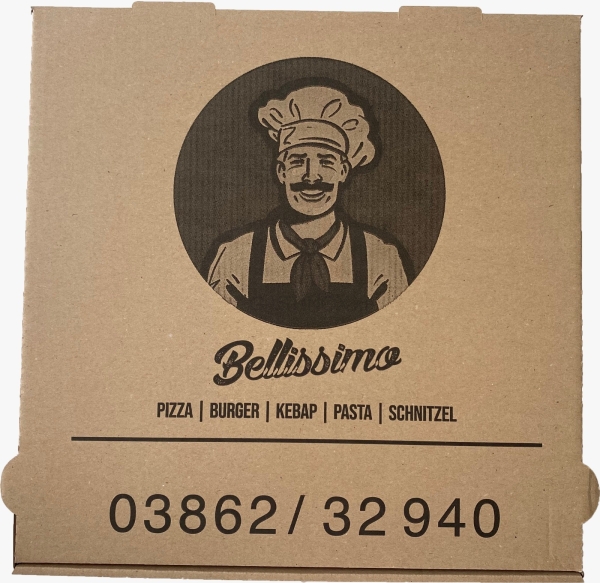 Pizzakarton personalisiert, 100 Stk., 30x30x3 cm, braun-braun