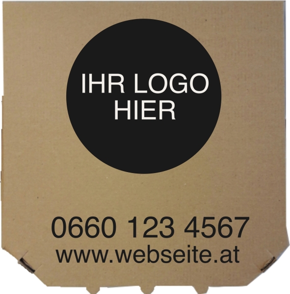 Pizzakarton personalisiert, 100 Stk., 50x50x5 cm, braun-braun