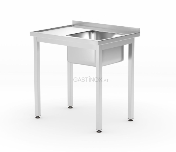Waschtisch mit Ablage – verschraubt, Tiefe 600 mm, HENDI, Profi Line, Rechte Seite, 800x600x(H)850mm