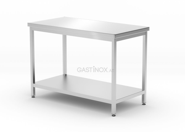 Mitteltisch mit Ablage – verschraubt, Tiefe 600 mm, HENDI, Profi Line, 1200x600x(H)850mm