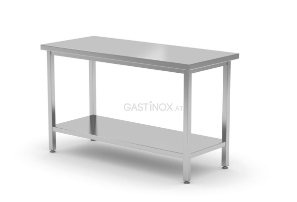 Mitteltisch mit Ablage – verschraubt, Tiefe 600 mm, HENDI, Profi Line, 1400x600x(H)850mm