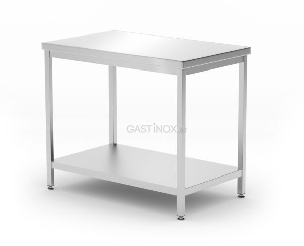 Mitteltisch mit Ablage – verschraubt, Tiefe 600 mm, HENDI, Profi Line, 1400x600x(H)850mm
