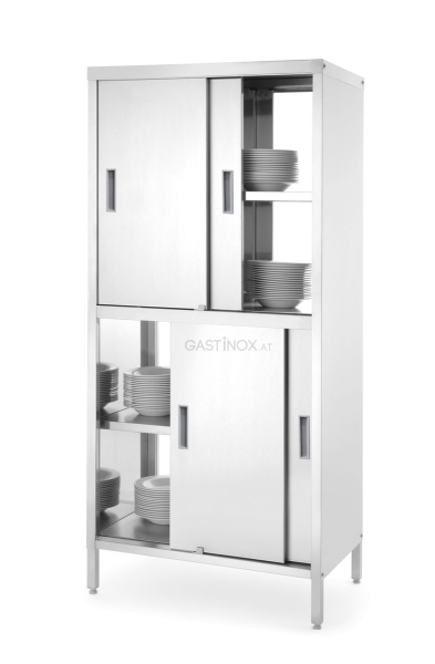 Durchreicheschrank mit Trennwand und Schiebetüren – verschraubt, HENDI, Kitchen Line, 1000x600x(H)1800mm