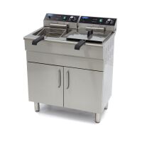 Fritteuse 2x 13 Liter mit Ablasshahn, Standgerät -...