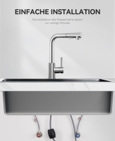 Niederdruck Mischbatterie mit ausziehbarer Brause, 360°