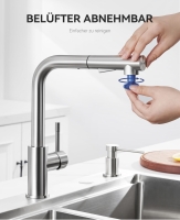 Niederdruck Mischbatterie mit ausziehbarer Brause, 360°