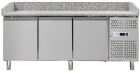 Premium Pizzatisch 2 x 0,8 m - mit GN 1/3 Kühlaufsatz - 3 Türen, Prismafood iLine