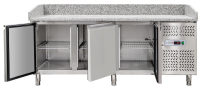 Premium Pizzatisch 2 x 0,8 m - mit GN 1/3 Kühlaufsatz - 3 Türen, Prismafood iLine