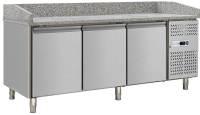 Premium Pizzatisch 2 x 0,8 m - mit GN 1/3 Kühlaufsatz - 3 Türen, Prismafood iLine