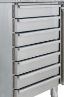 Premium Pizzatisch 2 x 0,8 m - mit GN 1/3 Kühlaufsatz - 2 Türen und 7 Schubladen, Prismafood iLine