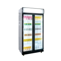 Glastür-Kühlschrank mit Werbedisplay, zwei Flügeltüren, 870x605x1996 (BxTxH)