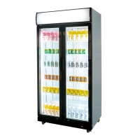 Glastür-Kühlschrank mit Werbedisplay, zwei Flügeltüren, 870x605x1996 (BxTxH)