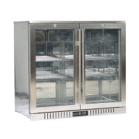 Bar Display Cooler, zwei Flügeltüren, 900x530x835 mm (BxTxH), Edelstahl