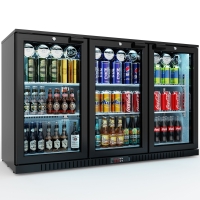 Bar Display Cooler, drei Flügeltüren, 1350x530x835 mm (BxTxH), schwarz