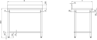 Edelstahl Arbeitstisch ECO - 150x60 cm ohne Grundboden, mit Aufkantung