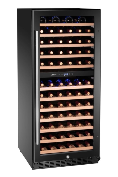 Weinkühler, 2 Zonen, 124 Flaschen, Arktic, 265L, Schwarz, 569x595x(H)1397mm