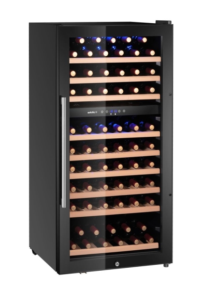 Weinkühler, 2 Zonen, 91 Flaschen, Arktic, 230L, Schwarz, 569x595x(H)1215mm