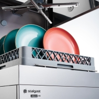 Stalgast Spülstraße: Zulauftisch 80 cm links + Haubenspülmaschine + Ablauftisch 100 cm rechts