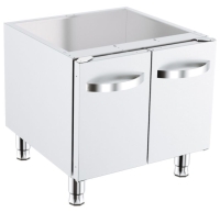 2x Fritteuse 10 Liter, 30x60 cm, 230 V - elektro mit 60x60 cm Unterbau mit Türen
