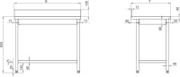 Edelstahl Arbeitstisch ECO - 120x60 cm mit Grundboden und Aufkantung