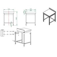 Arbeitstisch 70  x 70 cm unterfahrbar mit Aufkantung
