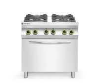 Gasherd 4-flammig mit Ofen GN 1/1, HENDI, Kitchen Line, 230V/3000W, 19kW, 800x722x(H)900mm