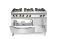 Gasherd Kitchen Line 6-flammig mit Ofen GN 1/1, HENDI,...