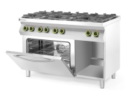Gasherd Kitchen Line 6-flammig mit Ofen GN 1/1, HENDI, Kitchen Line, 230V/3000W, 28,5kW, 1200x722x(H)900mm