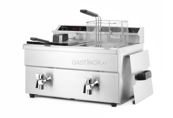 Induktionsfritteuse - mit Ablasshahn 2x8 l, HENDI, Profi Line, 16L, 7 kW / 230 V, 577x609x(H)410mm