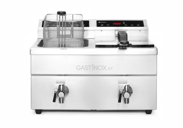 Induktionsfritteuse - mit Ablasshahn 2x8 l, HENDI, Profi Line, 16L, 7 kW / 230 V, 577x609x(H)410mm
